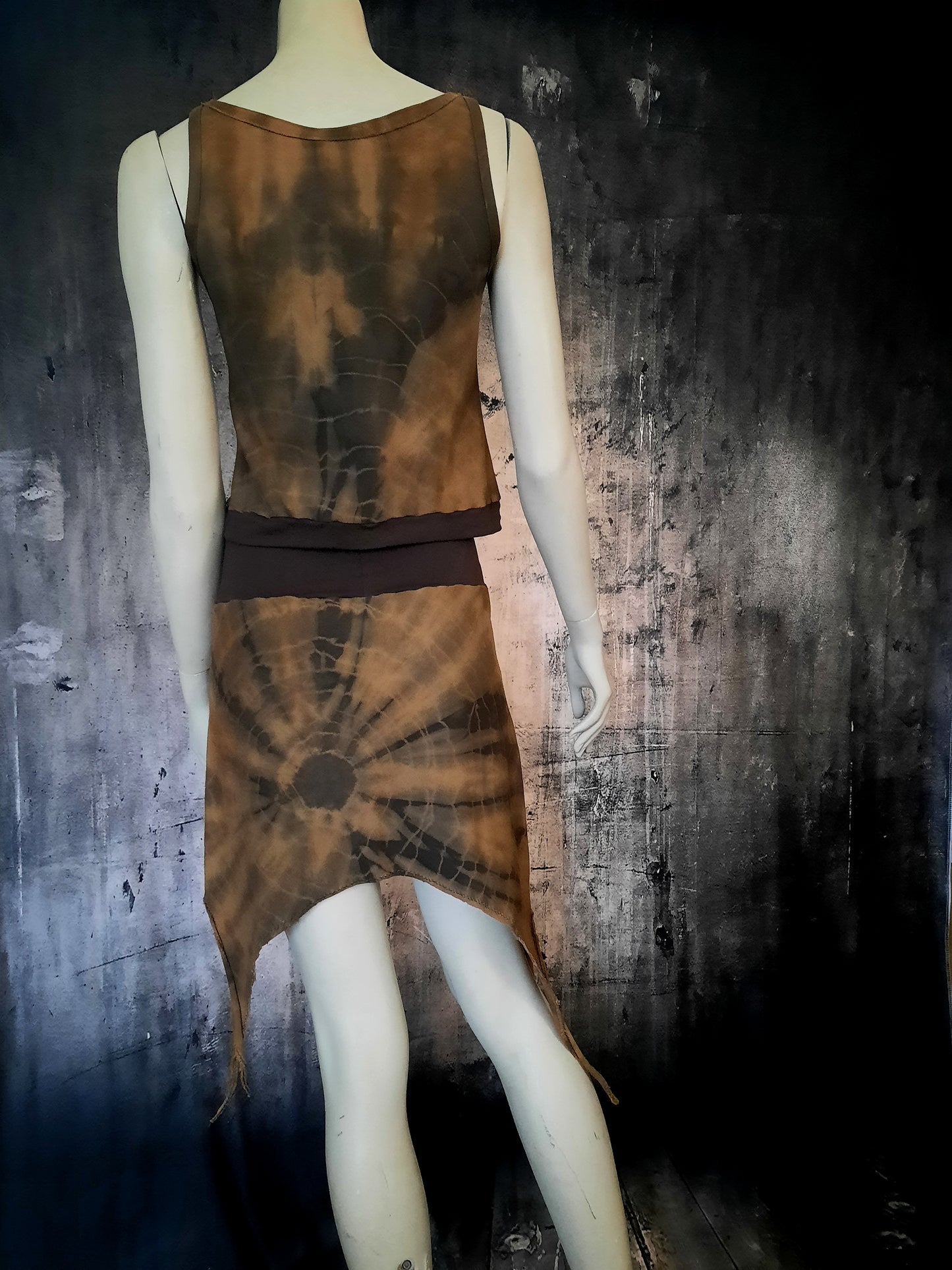 Rock Batik Braun mit Zipfeln - Größe S bis M