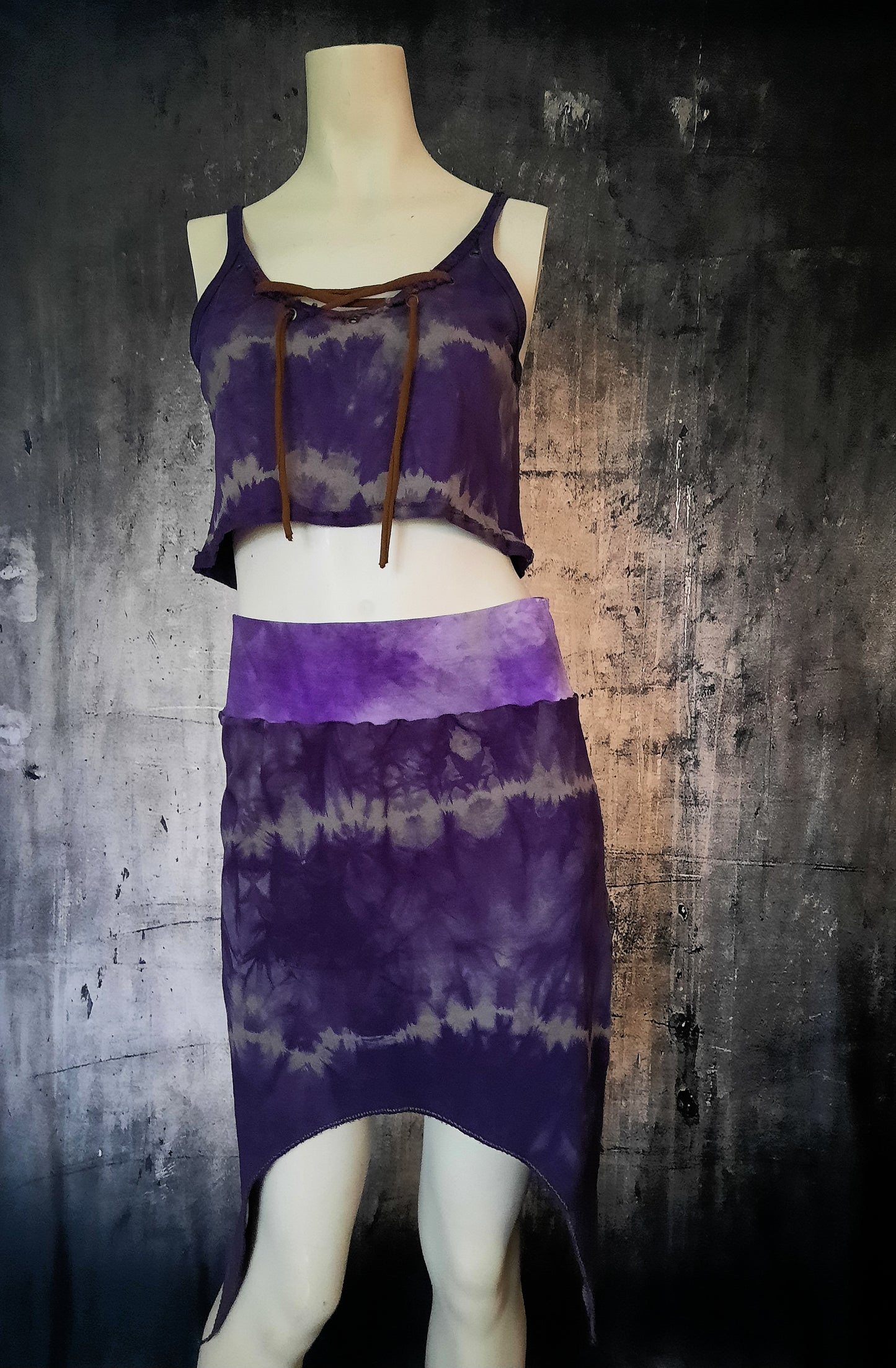 Rock Batik Lila mit Zipfeln - Größe M