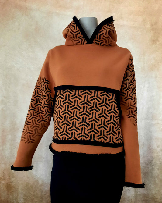 Hoodie mit Geometrie-Druckmuster - Größe M