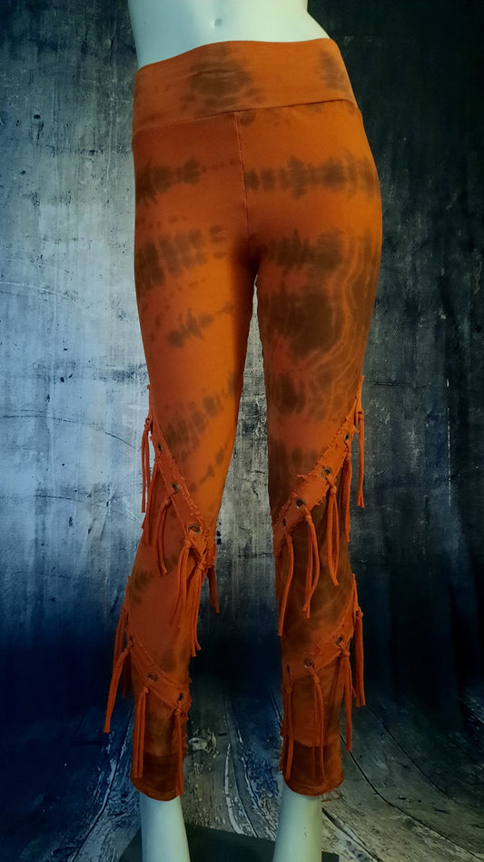 Leggings Batik mit Fransen und Nieten - Größe S