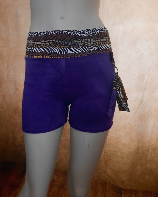 Hotpants Batik lila & Animal Bündchen - Größe S